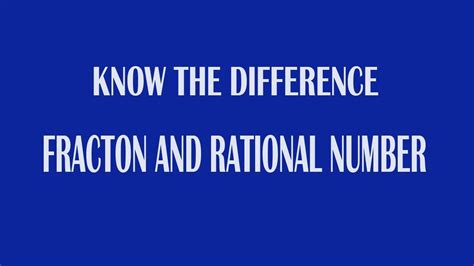 Difference Between Fraction And Rational Number In Tamil Youtube