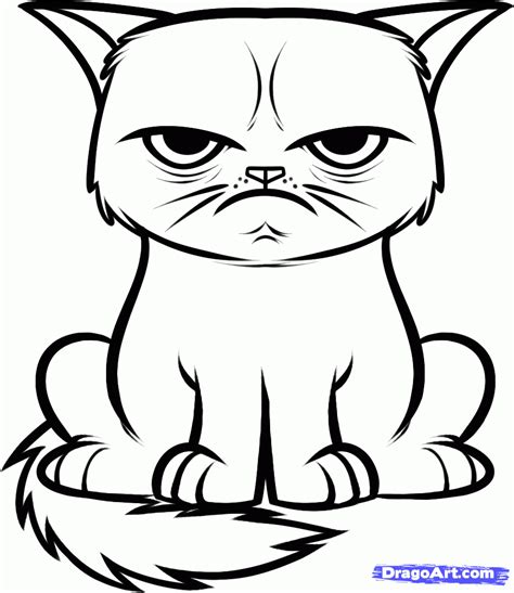How to draw the grumpy cat, tard the grumpy cat, step by step, drawing guide, by dawn. Grumpy Cat - Cake Drawing Reference | Cat coloring page ...