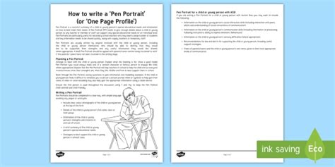 How To Write A Pen Portrait Guidance Sheet Teacher Made