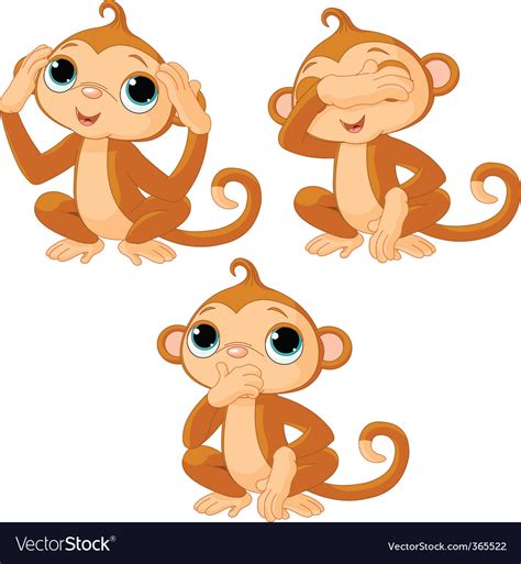 Three Little Monkeys Royalty Free Vector Image