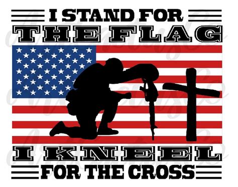 I Stand For The Flag I Kneel For The Cross T Shirt Patriotic Etsy