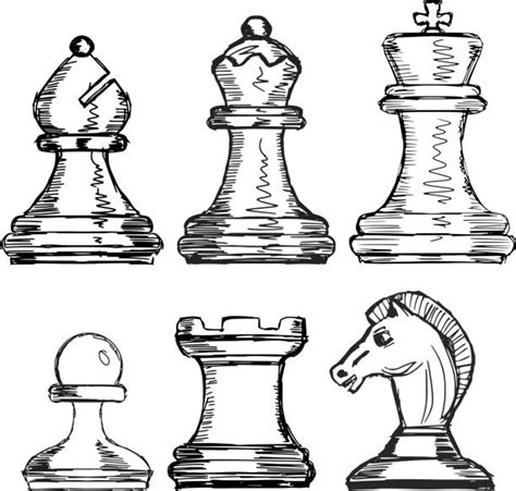 Drawing Of White Knight Chess Piece Illustrations Royalty Free Vector