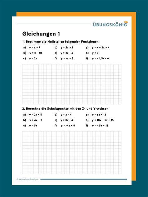 Übungsblätter von mathefritz und mathestunde.com helfen dir besser in mathe zu werdenl drucke die aufgabenblätter zu linearen gleichungen und linearen gleichungssystemen aus und starte mit üben. Gleichungen