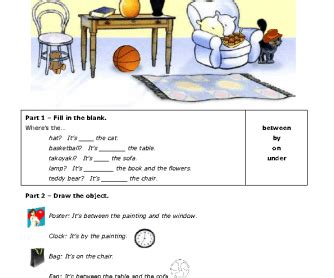 prepositions  place writing  drawing