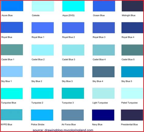 Pin By Dung Tran On Color Palette Types Of Blue Colour Blue Shades
