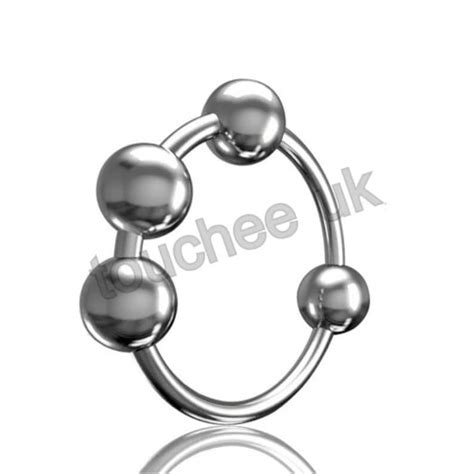 Penis Head Glans Ring With 4 Moveable Ball For Cock Head Glans Plug Ring For Urethral Exotic