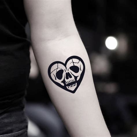 Skull Heart Temporary Tattoo Sticker Ohmytat