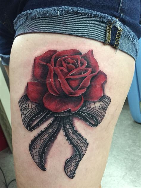 Rose With Lace Bow Tattoo Lace Bow Tattoos Tattoos Bow Tattoo