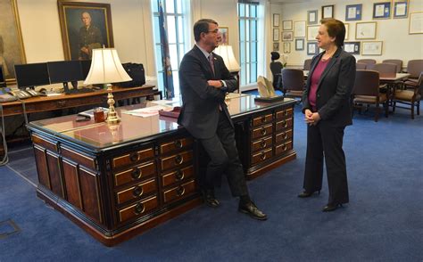 supreme court justice elena kagan and defense secretary ash carter talk in carter s office