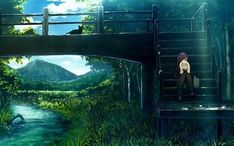 Anime Nature Scenery Wallpaper Bridge River Anime Scenery Wallpaper