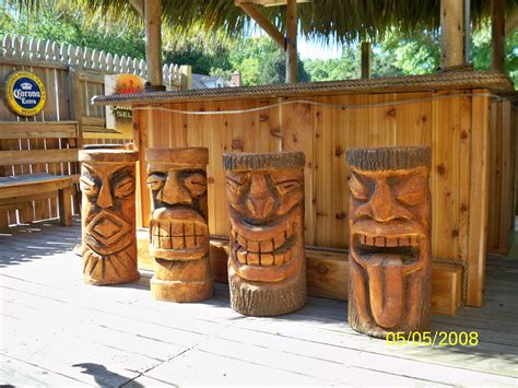 Unique home bar accessories such as liquor dispensers, cocktail shakers, custom rocks glasses, wine glasses, bartending tools, and 1000s of other accessories to stock your home bar. We also make custom made tiki's. These were made as bar ...