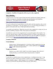 Assignment Building Consensus And Disability Categories Docx