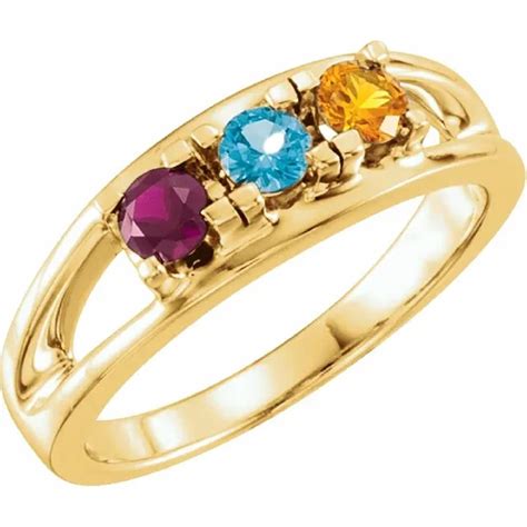 Birthstones Mothers Ring 3 7 Stones In Solid 10k Yellow Gold Or