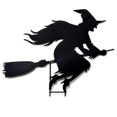 Witch Riding Broom Yard Stake Witch Silhouette Halloween Yard Art