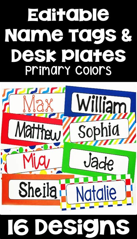 Editable Name Tags And Desk Plates For Primary School Students To Use