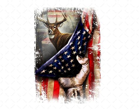Deer American Flag Png Deer Hunt Flag Png Deer And Flag Png Etsy
