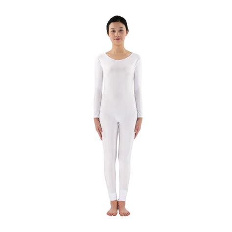 Scoop Neck Full Body Spandex Dance Unitard White Bodysuit Costumes