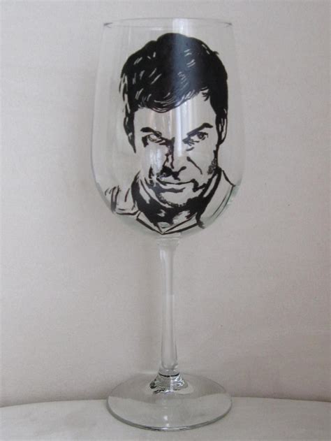 Hand Painted Wine Glass Micheal C Hall Actor Etsy