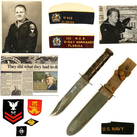 Original Us Wwii Navy D Day Invasion Seabee Ka Bar Knife Grouping