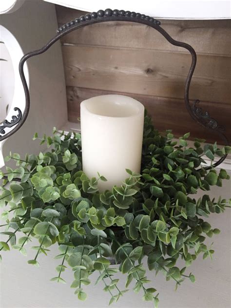 Eucalyptus Candle Ring Wreath Farmhouse Wreath Eucalyptus | Etsy | Eucalyptus candle, Floral ...