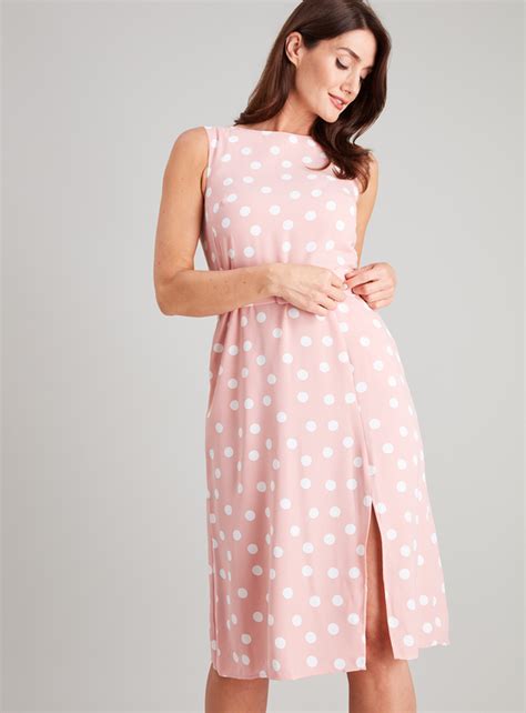 Womens Pink Polka Dot Midi Dress Tu Clothing