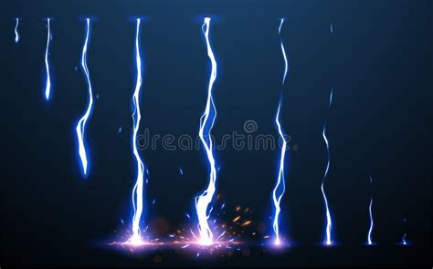 Lightning Animation Set With Sparks Stock Vector Illustration Of