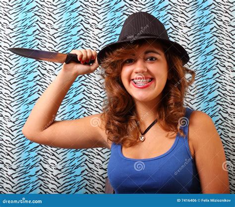 Woman With A Knife Stock Photo Image Of Holding Caught 7416406