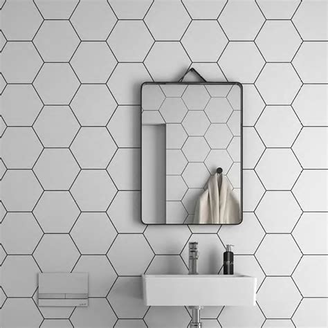 White Matte Hexagon Ceramic Tile 8 14x1564 Ceramic Flooring