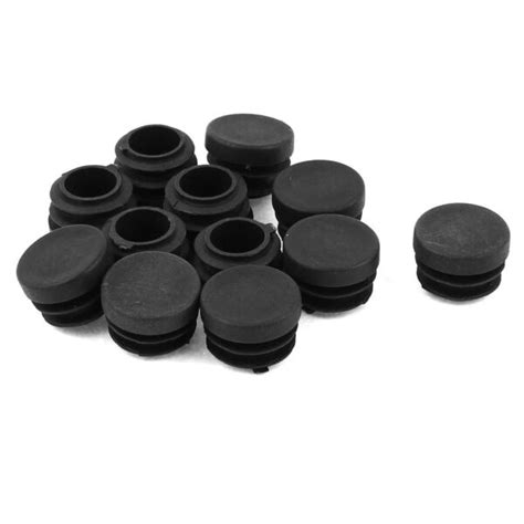 22mm Dia Plastic Round Caps Tubing Pipe Inserts End Blanking Black 12