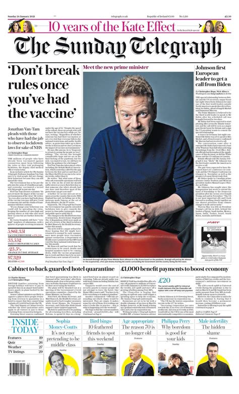 Sunday Telegraph Front Page 24th Of January 2021 Tomorrows Papers Today