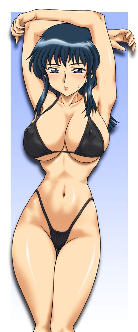 rule 34 blue eyes blue hair blush breasts erect nipples fujimura shizuru high res highleg