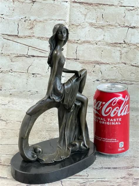 Art Deco Sculpture Nude Girl Woman Naked Goddess Bronze Statue Figurine Sale Nr