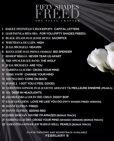 Fifty shades darker (original motion picture soundtrack). Fifty Shades Freed Soundtrack | Fifty shades, Fifty shades ...