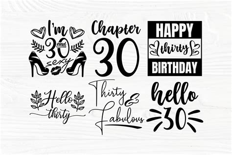 30th Birthday Svg Happy Birthday Svg Thirty Svg Png Dxf Eps Ai