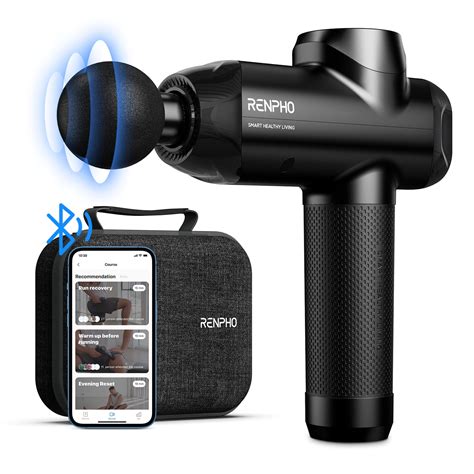 Renpho Portable Electric Handheld Smart Massager Gun With 6 Massage Heads Carrying Case，black