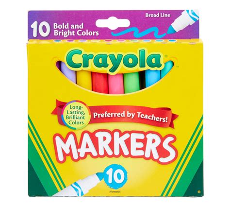Broad Line Markers Bright Colors 10 Count Crayola