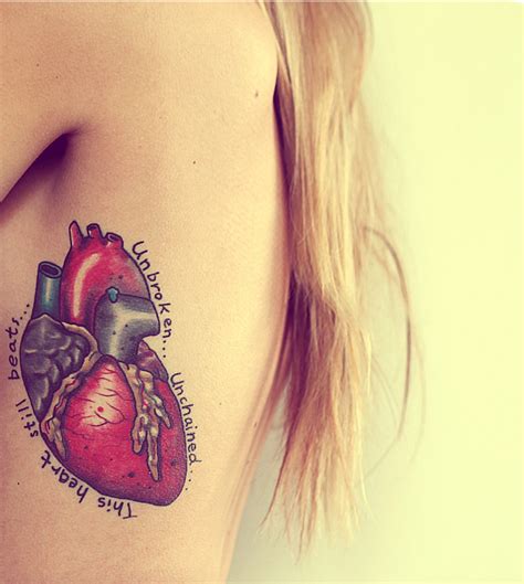 Real Heart Tattoo On Girl Side Rib Real Heart Tattoos Heart Tattoo Images Heart Tattoo