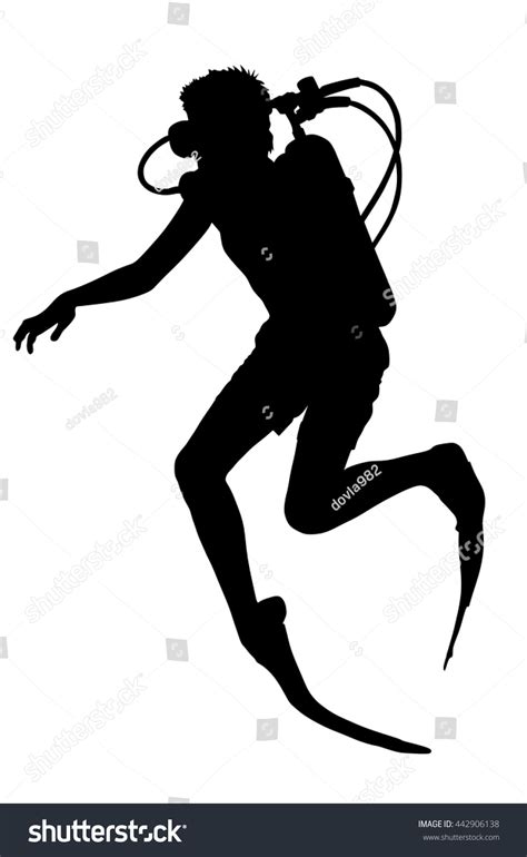 Scuba Diving Silhouette Vector Illustration Isolated Stock Vector