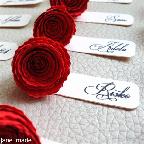 Talk about a modular piece of decor! Rose Wedding Name Table Tags, Wedding Table Decor, Paper ...