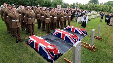 Three British Ww1 Soldiers Buried After Emotional Dna Match Bbc News