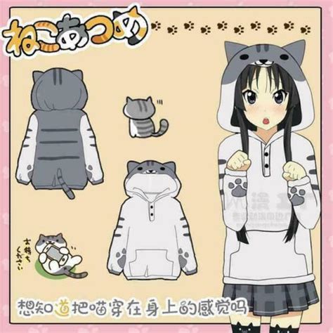 Girls Anime Neko Atsume Cute Cats Hoodies Coats Sweaters Stundets Tops