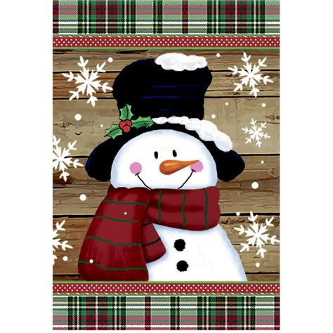 Smile Snowman With Red Scarf Outdoor Yard Flag Christmas Garden Yard