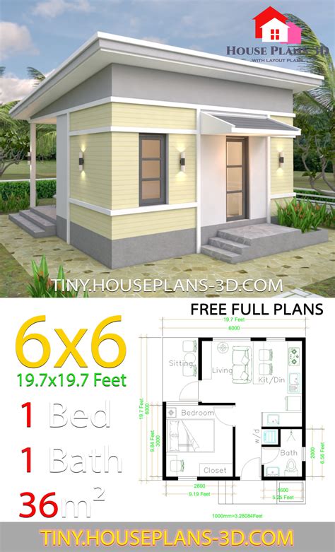 One Bedroom House Plans 6x6 With Shed Roof Tiny House Plans