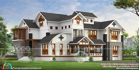 Contemporary Mix Traditional 5 Bedroom House Design Kerala Home