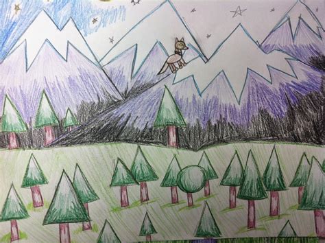 Mrs Willes Art Room Landscape Drawing Using Only Geometric Shapes