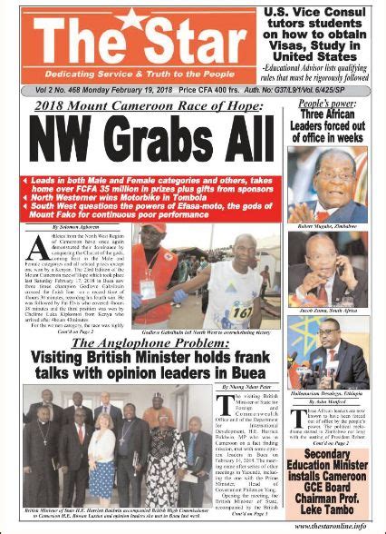 Just In English Newspaper Headlines For Today Monday19th February