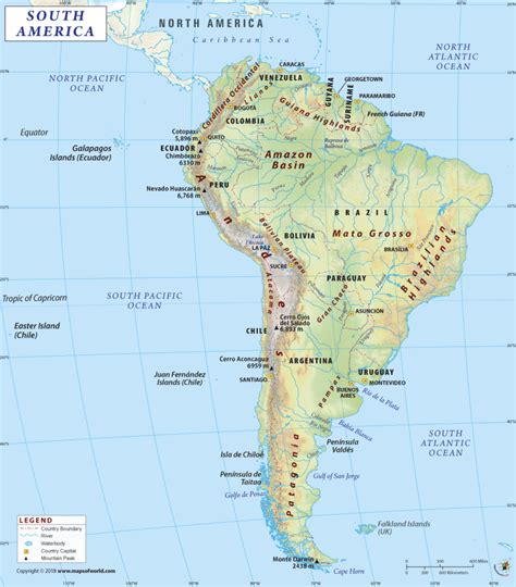 Elevation Map Of Latin America Map Of World