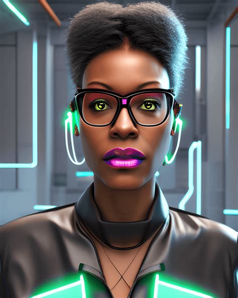 cyberpunk neon african american female avatar 4k · creative fabrica