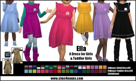 Ella Dress For Girls And Toddler Girls By Samanthagump At Sims 4 Nexus