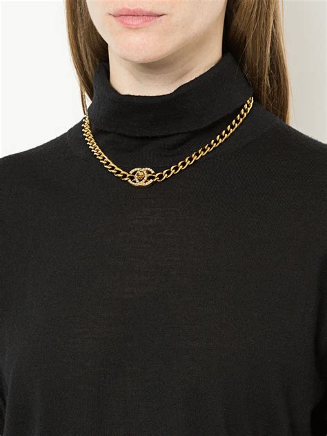 Chanel Pre Owned 1995 Cc Turnlock Chain Necklace Farfetch